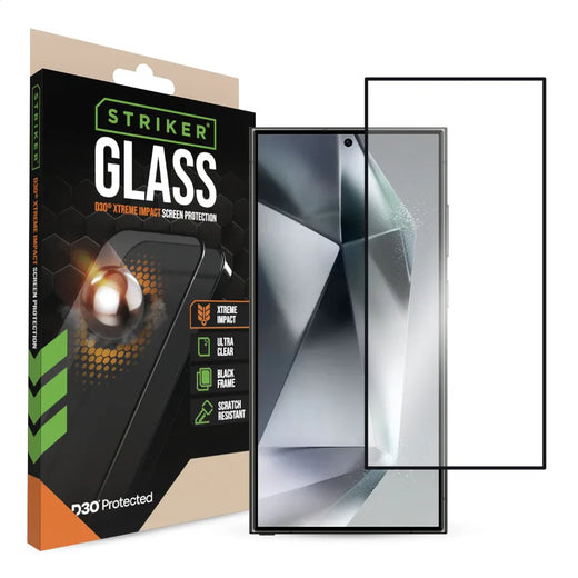 Striker D3O Xtreme Impact Glass Screen Protector - Black Frame - Samsung Galaxy S24 Ultra 5G - Essentify