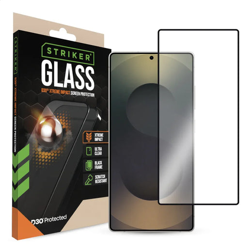 Striker D3O Xtreme Impact Glass Screen Protector - Black Frame - Samsung Galaxy S25 Ultra 5G - Essentify
