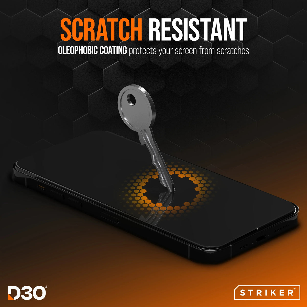 Striker D3O Xtreme Impact Glass Screen Protector - Black Frame - Apple Iphone 15 Pro - Essentify