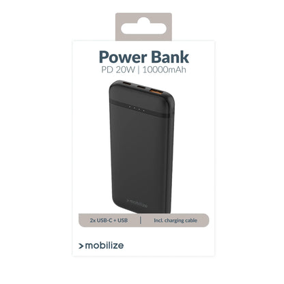Mobilize Power Bank 10000Mah Pd 20W Black - Essentify