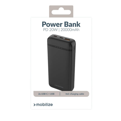 Mobilize Power Bank 20000Mah Pd 20W Black - Essentify