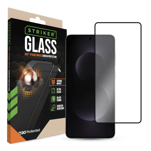 Striker D3O Xtreme Impact Glass Screen Protector - Black Frame - Samsung Galaxy S25 Edge 5G - Essentify