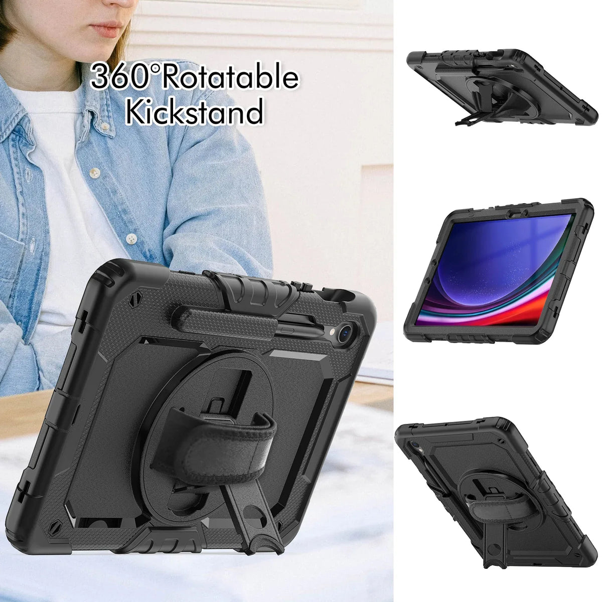 Xccess Survivor All-Round Case Samsung Galaxy Tab S10 Fe+ 13.1 Black (Screenless) - Essentify