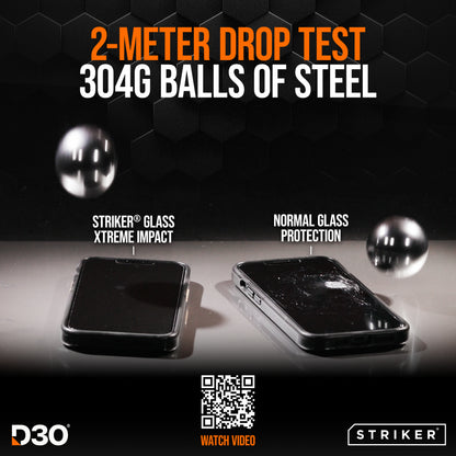 Striker D3O Xtreme Impact Privacy Glass Screen Protector - Black Frame - Apple Iphone 14 Pro/15/16