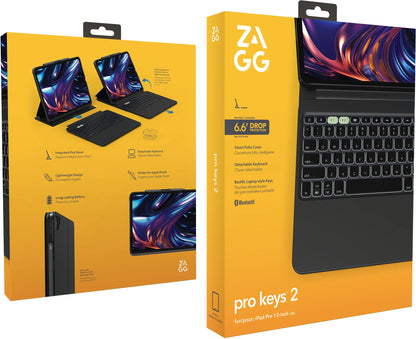Zagg Pro Keys 2 Bluetooth Keyboard Case For Apple Ipad Pro 13 (2025) Qwerty Black - Essentify