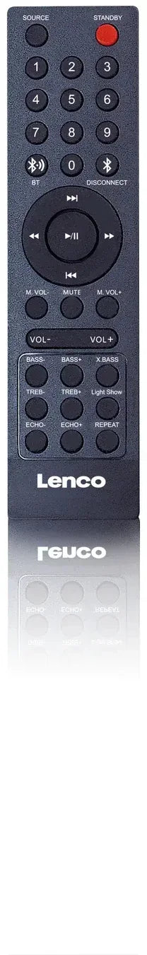 Lenco Bluetooth Party Speaker + Remote + Microphone Black - Essentify