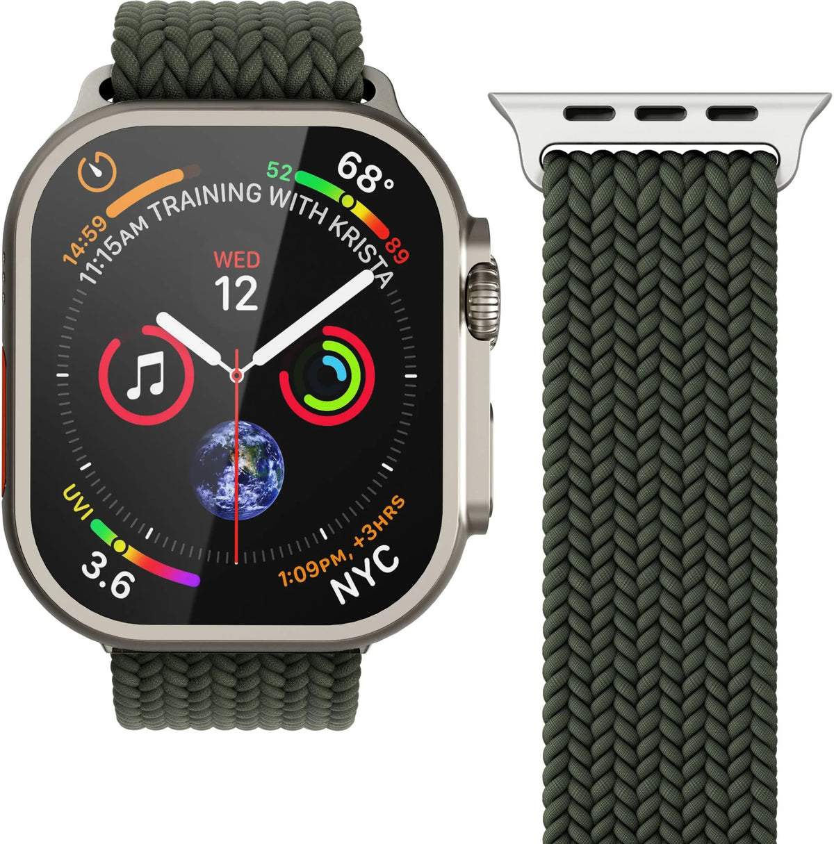 Vonmählen Woven Loop For Apple Watch 44 - 45 - 46 - 49Mm One Size Olive - Essentify