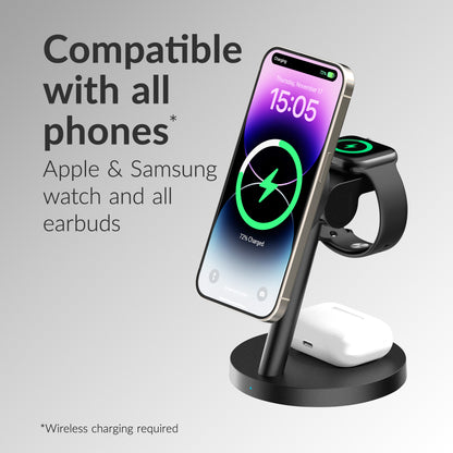 Mobilize 3In1 Charger Station Magsafe Compatible 25W Qi2.2 Black