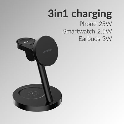 Mobilize 3In1 Charger Station Magsafe Compatible 25W Qi2.2 Black