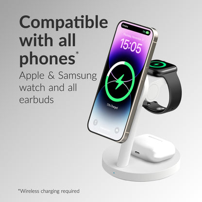 Mobilize 3In1 Charger Station Magsafe Compatible 25W Qi2.2 White