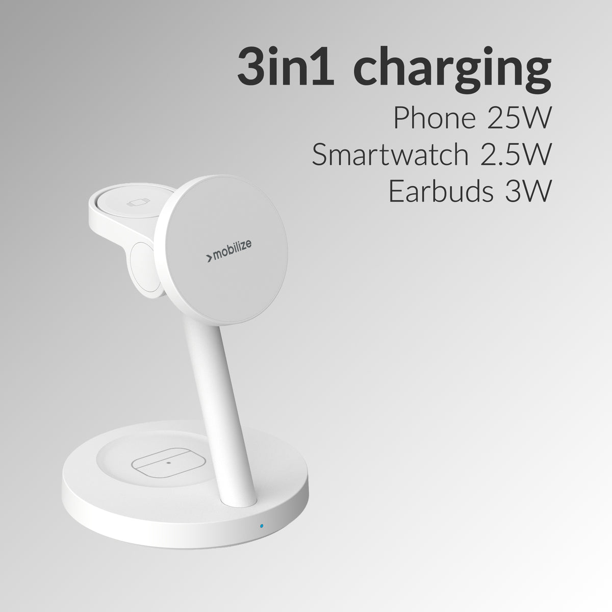 Mobilize 3In1 Charger Station Magsafe Compatible 25W Qi2.2 White