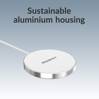 Mobilize Magnetic Wireless Charger Magsafe Compatible 25W Qi2.2 White Aluminium