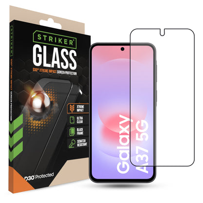 Striker D3O Xtreme Impact Glass Screen Protector - Black Frame - Samsung Galaxy A36 5G/A37 5G/A27 5G