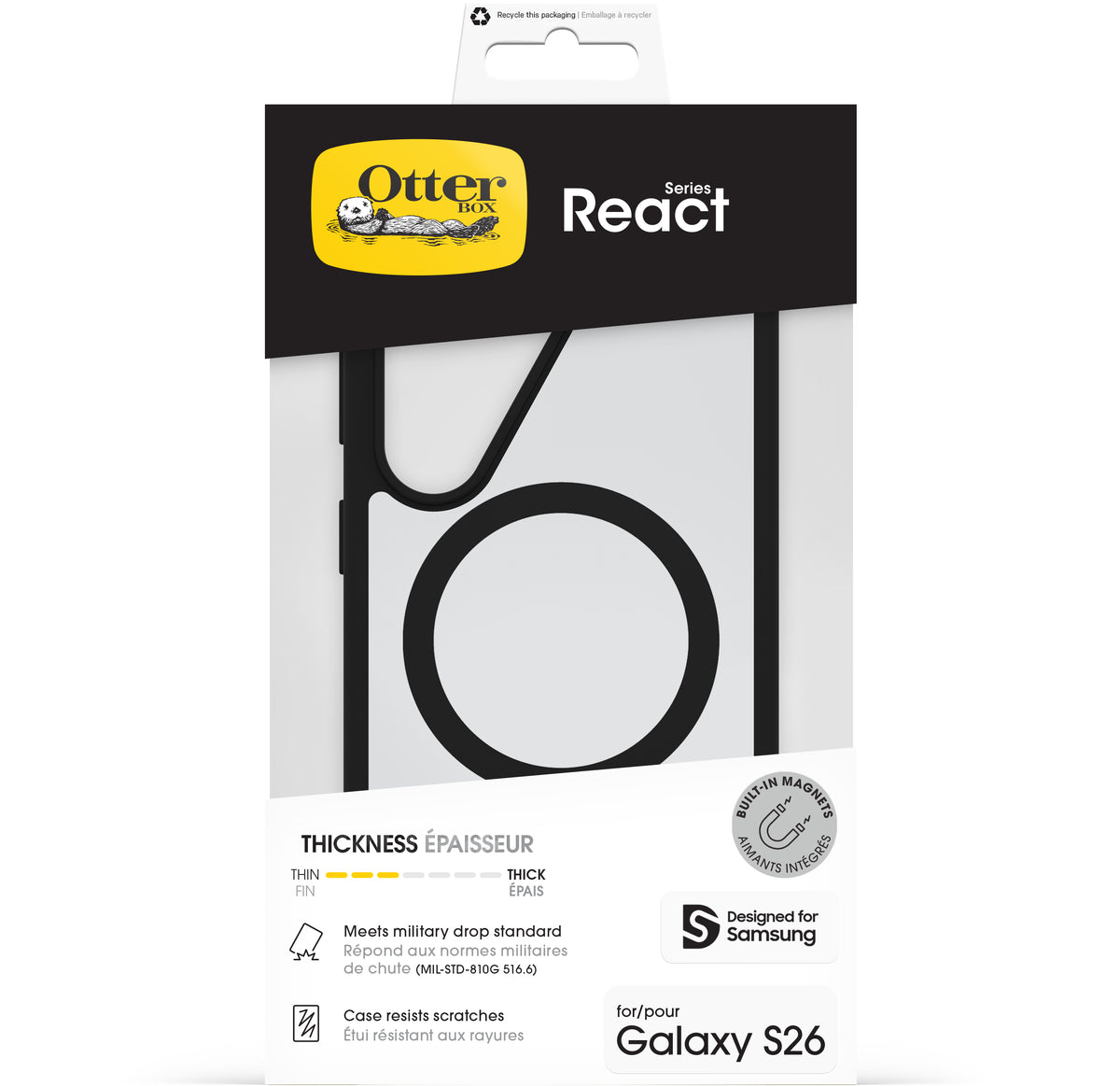 Otterbox React Magnets Series Samsung Galaxy S26 5G Clear/Black