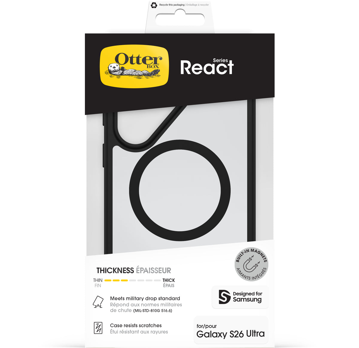 Otterbox React Magnets Series Samsung Galaxy S26 Ultra 5G Clear/Black