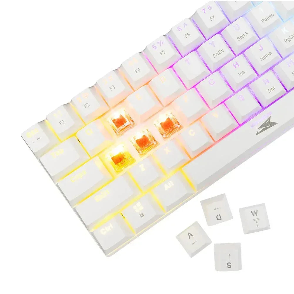 Baracuda DOLPHIN RGB 60% | Bedraad Gaming Toetsenbord | Red Switches | Anti-Ghosting | QWERTY | Wit - Essentify