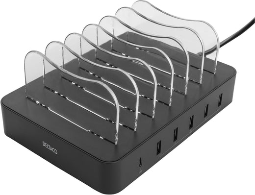 Deltaco Dps-0200 Deltaco 6-Ports Usb + Usb-C Charging Station 50W Black