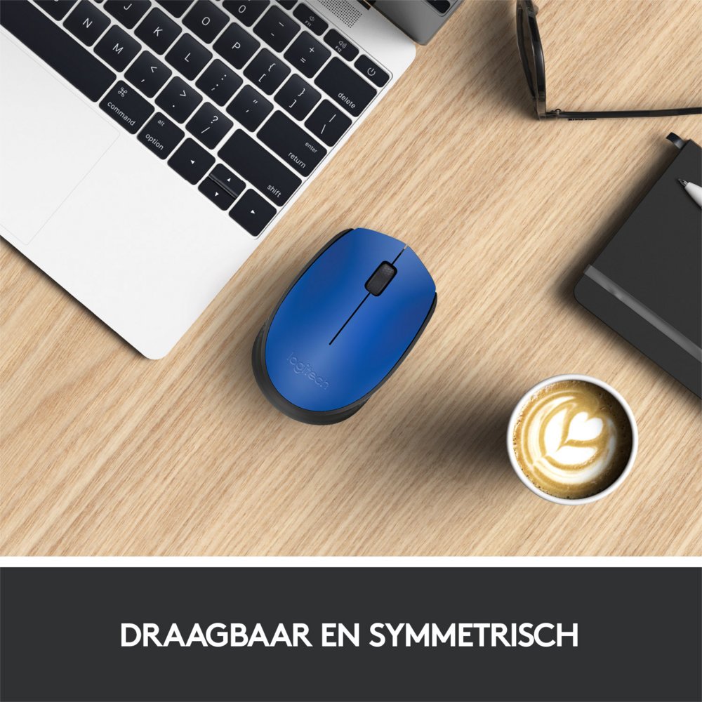 Logitech M171 | Draadloze Muis | Links- en Rechtshandig | RF | 1000 DPI | Zwart/Blauw