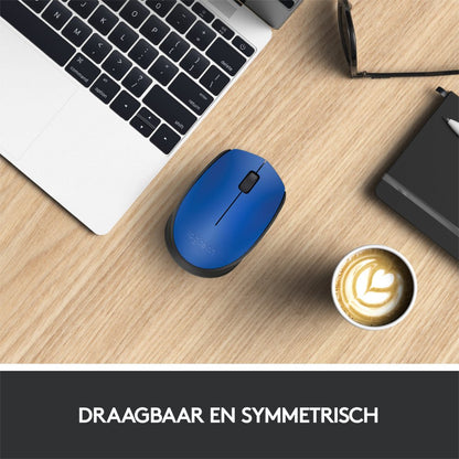 Logitech M171 | Draadloze Muis | Links- en Rechtshandig | RF | 1000 DPI | Zwart/Blauw