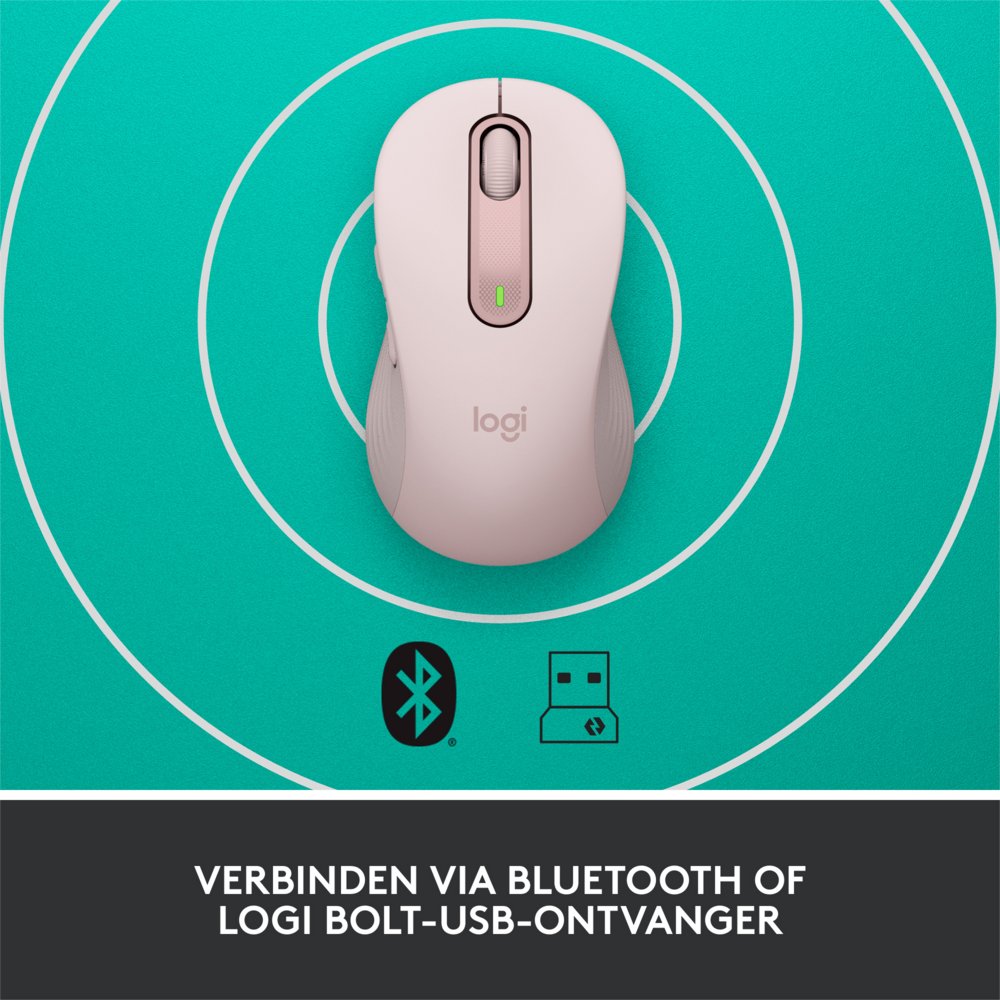 Logitech Signature M650 | Draadloze Muis | Rechtshandig | RF + Bluetooth | 2000 DPI | Roze