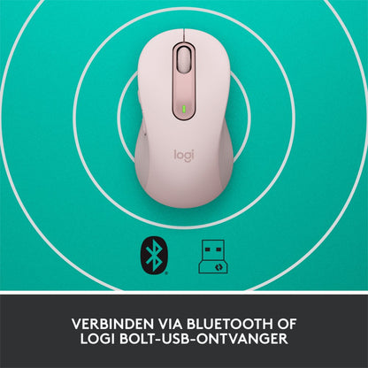 Logitech Signature M650 | Draadloze Muis | Rechtshandig | RF + Bluetooth | 2000 DPI | Roze