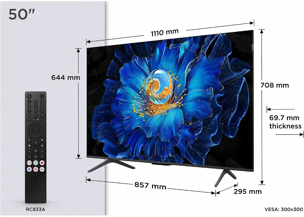 TCL 50C6KS | 50" 4K Ultra HD Mini LED Smart TV | Google TV | Dolby Vision | 60Hz (2025) - Essentify