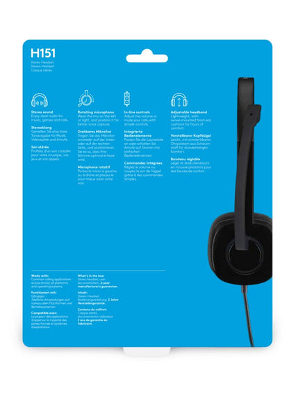 Logitech H151 | Bedrade On-ear Headset | 3.5mm | Zwart
