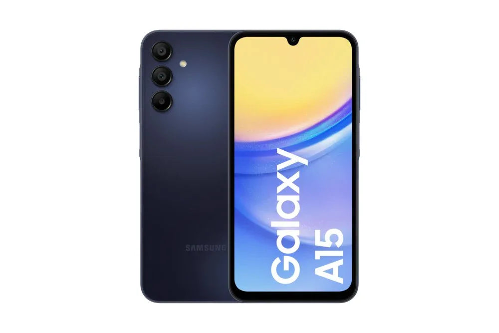Samsung Galaxy A15 | 6.5" Display | Android 14 | 4G | 4 GB RAM | 128 GB Opslag | 5000 mAh | Zwart/Blauw - Essentify