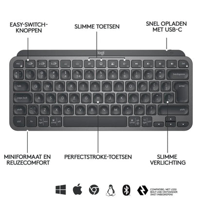 Logitech MX Keys Mini | Draadloos Verlicht Toetsenbord | QWERTY - Essentify