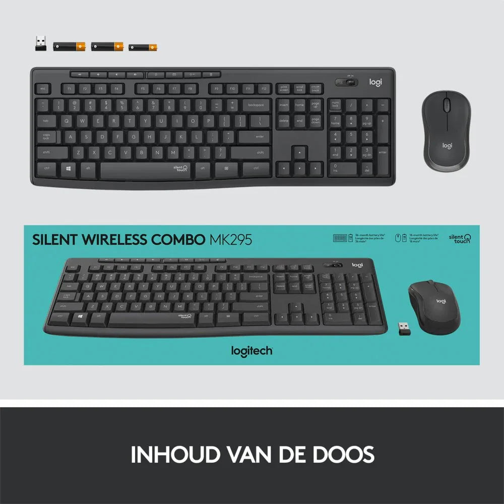 Logitech MK295 Silent | Draadloze Muis en Toetsenbordcombo | QWERTY - Essentify