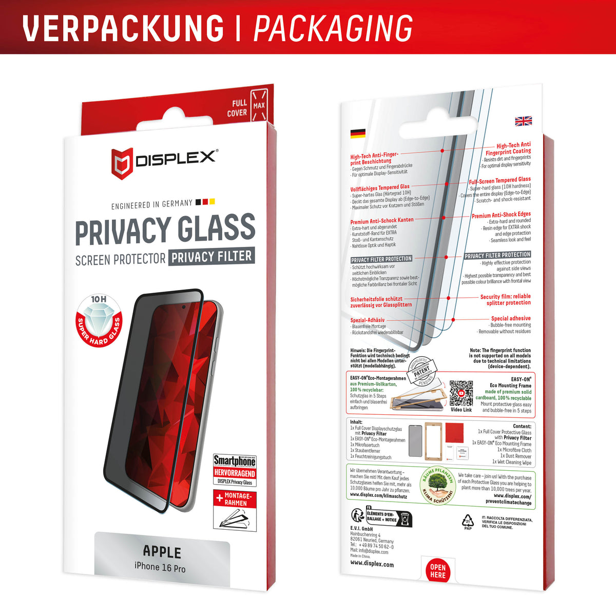 Displex Privacy Glass Fc Apple Iphone 16 Pro