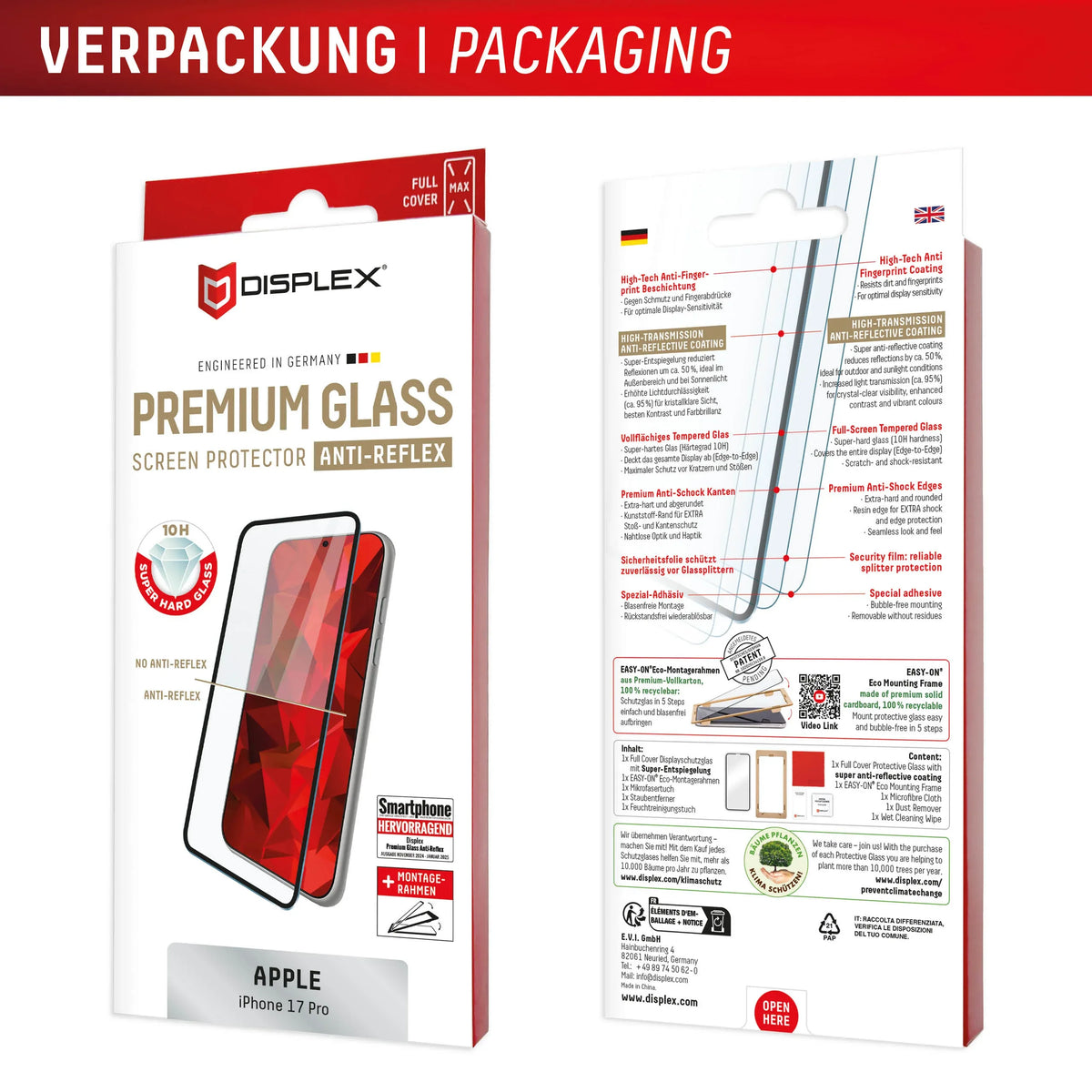 Displex Premium Glass Full Cover Anti-Reflex Iphone 17 Pro - Essentify