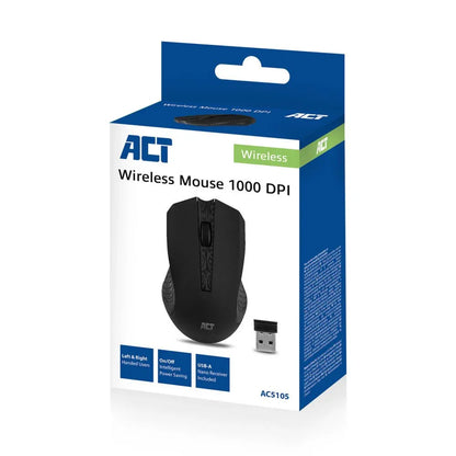 ACT AC5105 | Draadloze Muis | Links- en Rechtshandig | RF | 1000 DPI | Zwart - Essentify