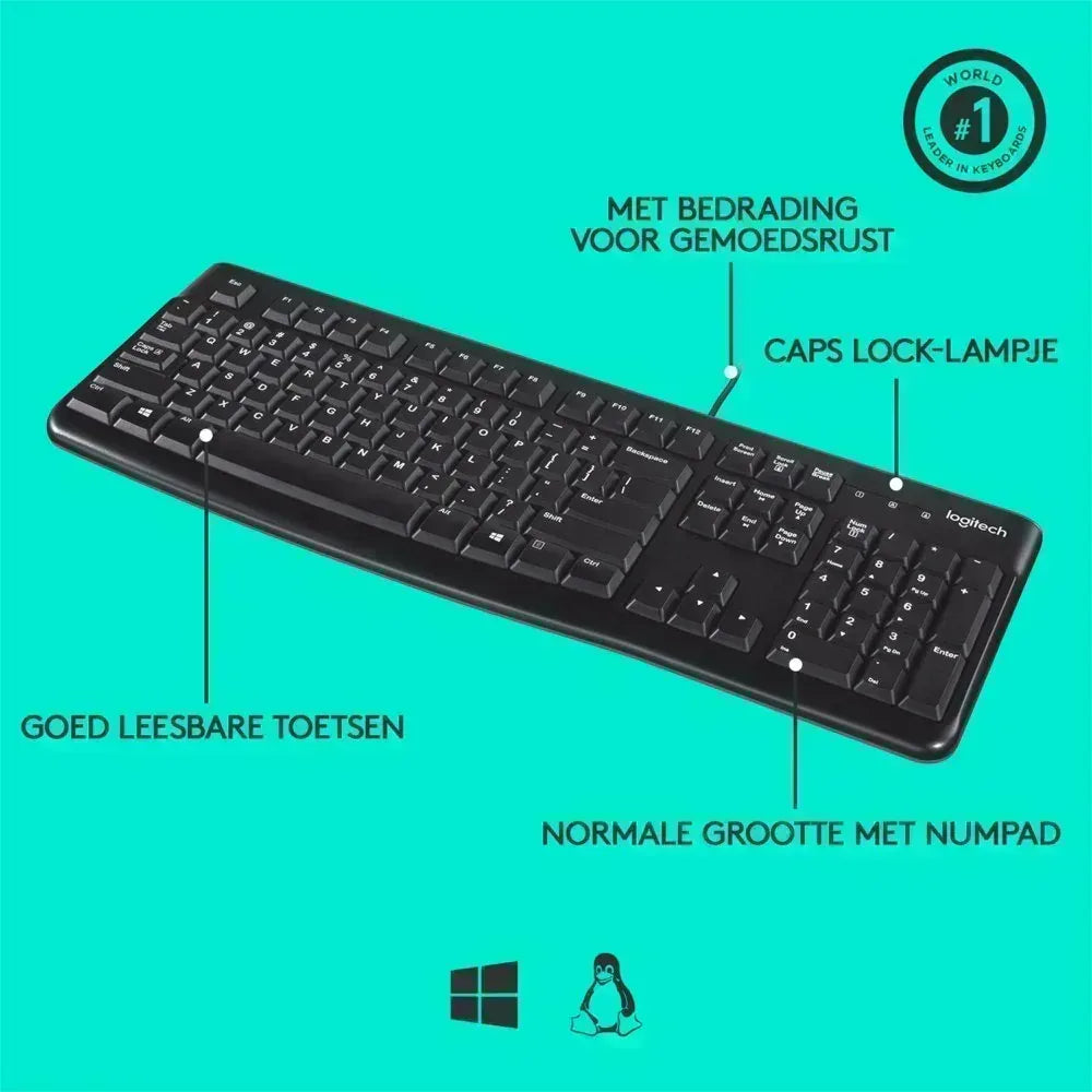 Logitech K120 | Zakelijk Bedraad Toetsenbord | QWERTY - Essentify