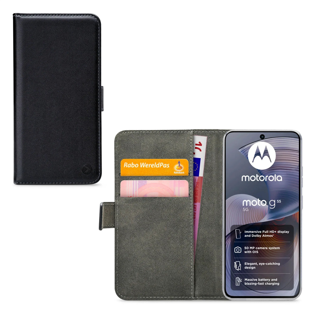 Mobilize Classic Gelly Wallet Book Case Motorola Moto G55 Black - Essentify