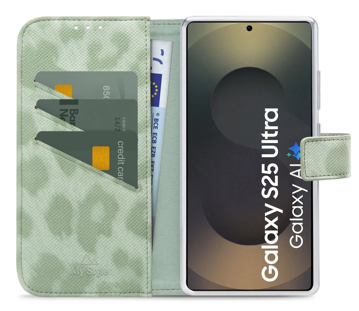 My Style Flex Wallet For Samsung Galaxy S25 Ultra 5G Green Leopard - Essentify