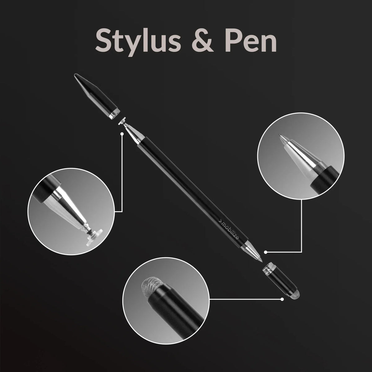Mobilize High Sensitive 2In1 Capacitive Stylus Pen Black - Essentify