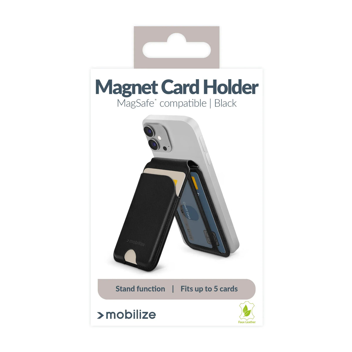 Mobilize Magsafe Compatible Magnet Card Holder With Stand Function Black - Essentify