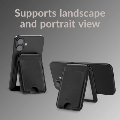 Mobilize Magsafe Compatible Magnet Card Holder With Stand Function Black - Essentify