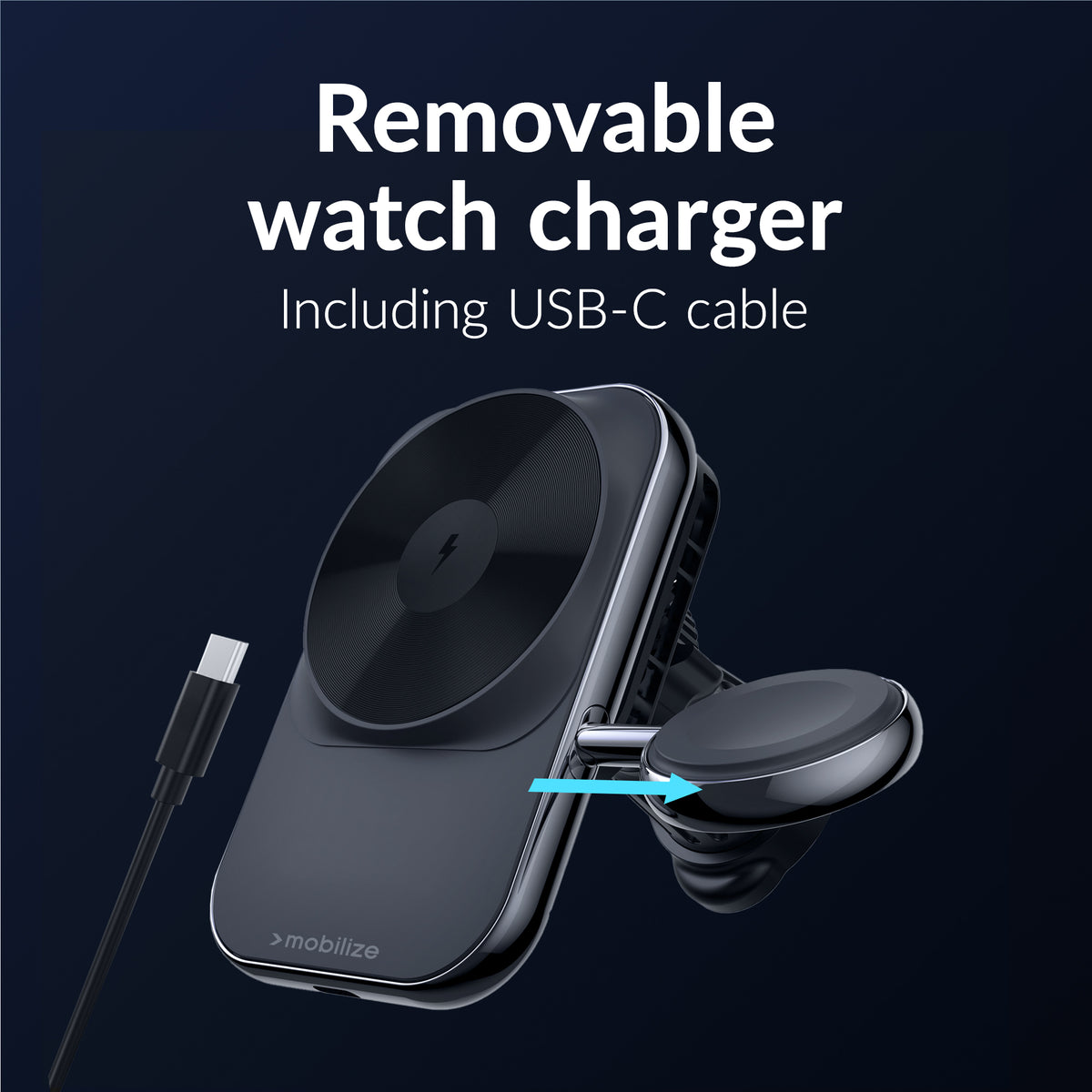 Mobilize Magsafe Compatible Car Charger For Phone And Watch 18W Black