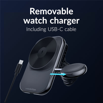 Mobilize Magsafe Compatible Car Charger For Phone And Watch 18W Black