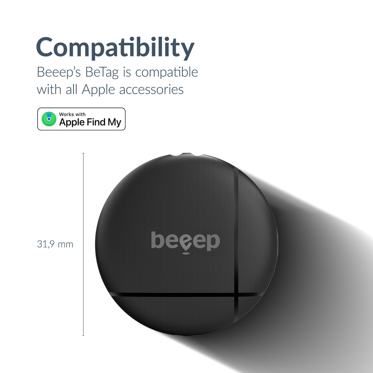 Beeep Betag Find My Tracker Black & Keychain Black - 1 Pack