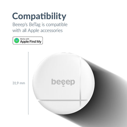 Beeep Betag Find My Tracker White & Keychain White - 1 Pack