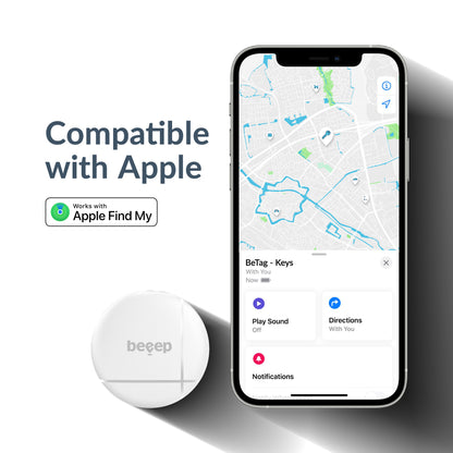 Beeep Betag Find My Tracker White & Keychain White - 3 Pack