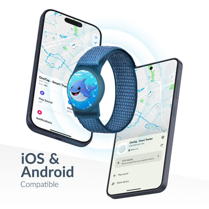 Beeep Onetag Apple Find My & Android Tracker - Kids Wristband Velcro Dolphin