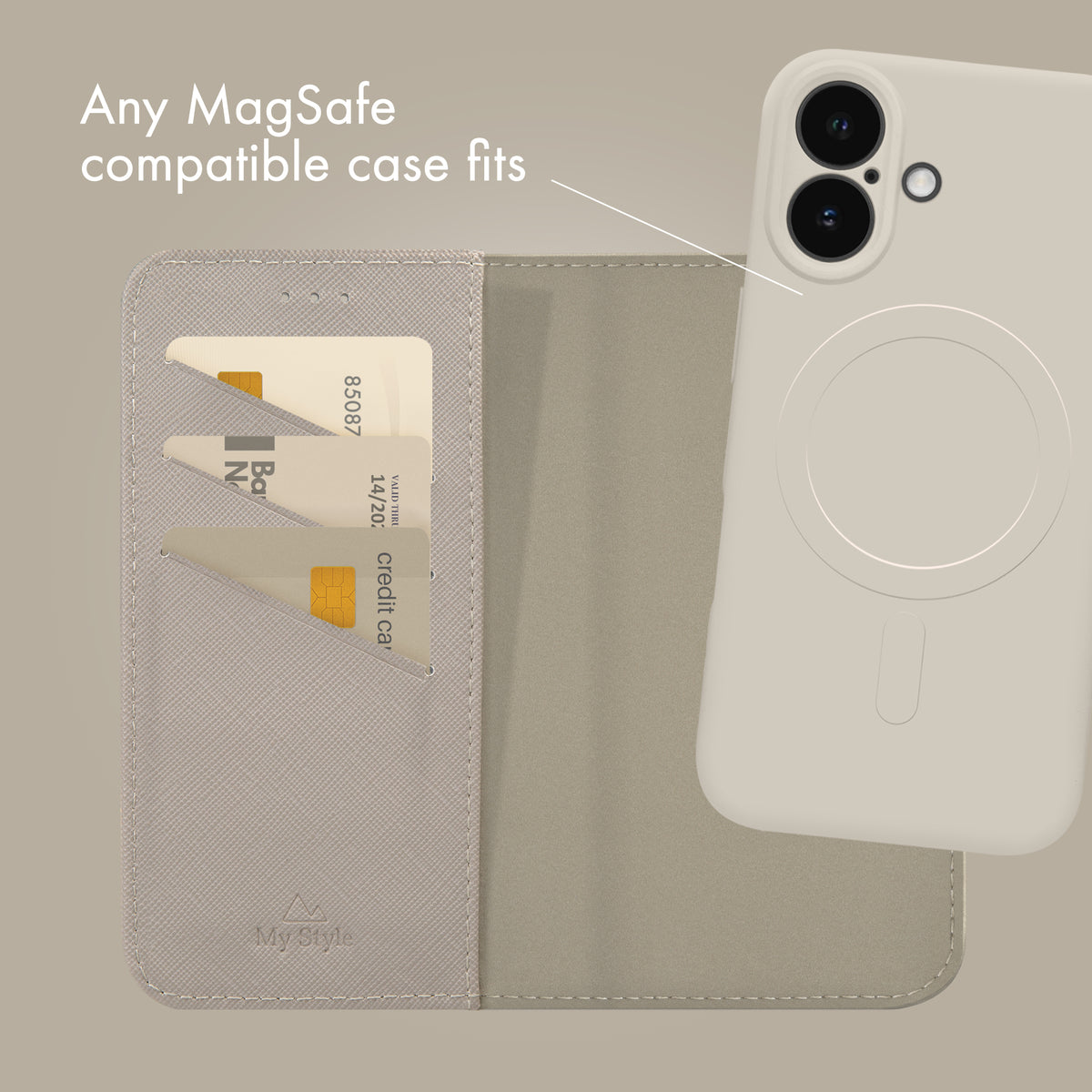 My Style Universal Magsafe Compatible Wallet - Warm Grey 4.7" (Without Case)