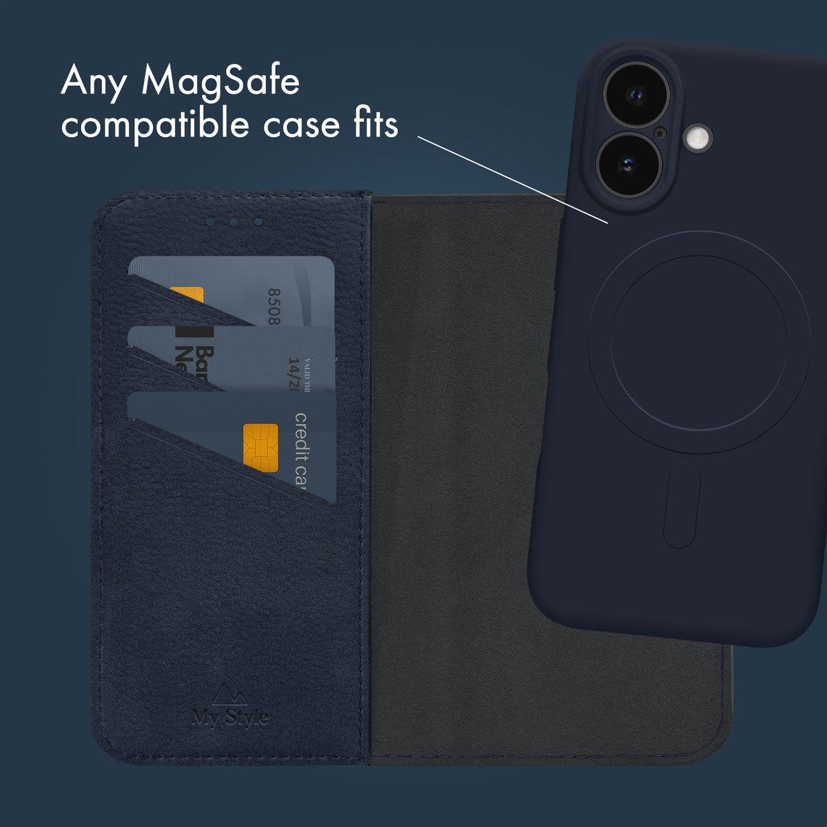 My Style Universal Magsafe Compatible Wallet - Midnight Blue 6.3" (Without Case)