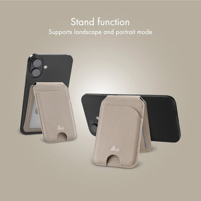 My Style Magsafe Compatible Magnet Card Holder With Stand Function Warm Grey - Essentify