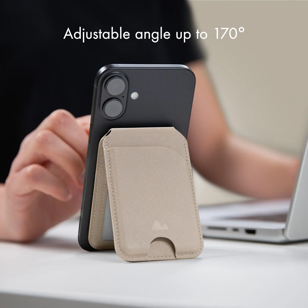My Style Magsafe Compatible Magnet Card Holder With Stand Function Warm Grey - Essentify
