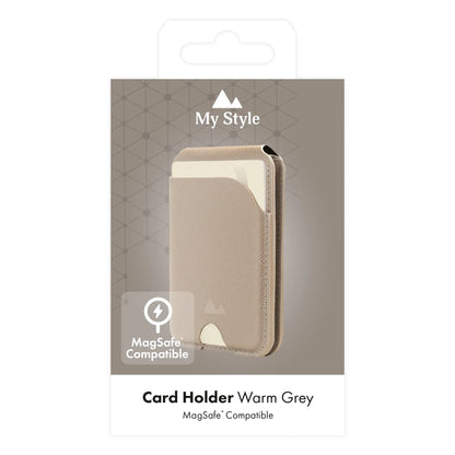 My Style Magsafe Compatible Magnet Card Holder With Stand Function Warm Grey - Essentify